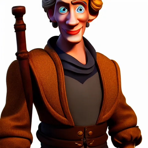 Image similar to Guybrush Threepwood, depicted as a Pixar character, high quality CG render, 4K