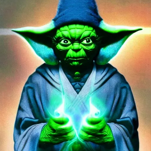 Image similar to photo of hybrid of dr manhattan and yoda