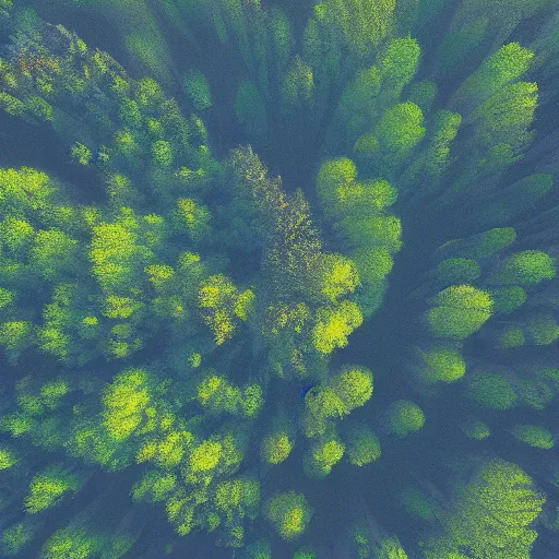 Image similar to a beautiful ultradetailed painting of a forest next to a valley, dawn, Albert Bierdstat, Makoto Shinkai, 4k, trending on artstation, Aerial Photography, Ultrawide Lens