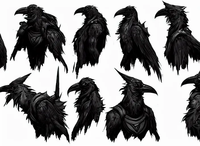 Prompt: portrait of raven themed character. concept art contest winner by bungie ( 2 0 0 7 ).