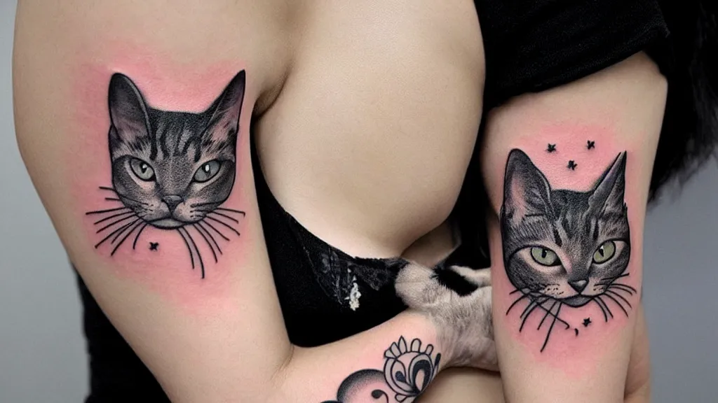 Image similar to a cat in tatoo style