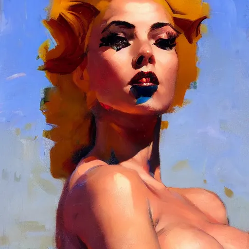 Image similar to greg manchess portrait painting of female wearing a latex suit as addison rae, medium shot, organic painting, sunny day, matte painting, bold shapes, hard edges, street art, trending on artstation, by huang guangjian and gil elvgren and sachin teng