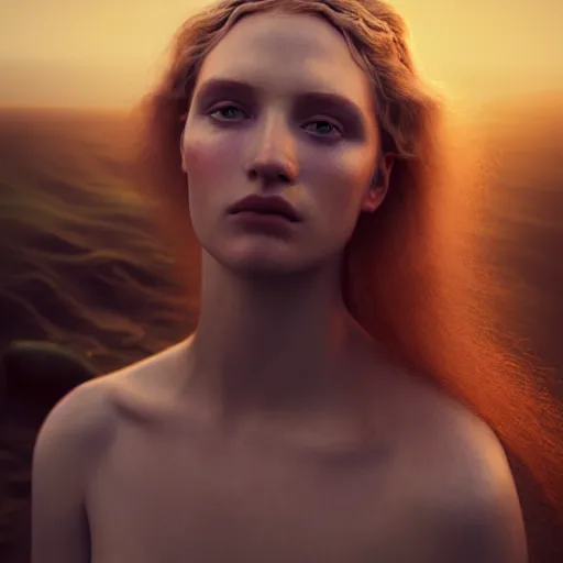 Prompt: photographic portrait of a stunningly beautiful english renaissance female in soft dreamy light at sunset, icelandic waterfall, soft focus, contemporary fashion shoot, in a denis villeneuve and tim burton movie, by edward robert hughes, annie leibovitz and steve mccurry, david lazar, jimmy nelsson, extremely detailed, breathtaking, hyperrealistic, perfect face, octane render