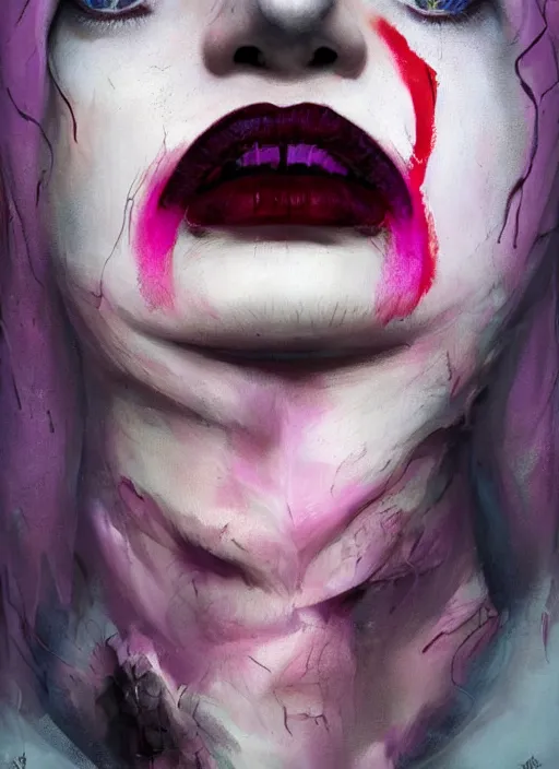 Prompt: portrait of sinister girl with pouty aerochrome lips, skeksis, unforgivable, cute bandaid on nose!!, expressive eyes, full body, deathly skin, greg rutkowski, charlie bowater, yuumei, stephen gammell, unreal 5, daz, hyperrealistic, octane render, rpg portrait, dynamic lighting, fantasy art, beautiful face