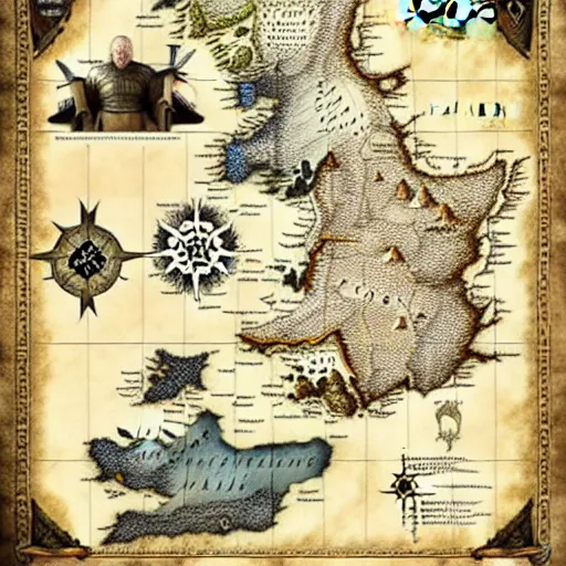 Image similar to game of thrones map printed on parchment