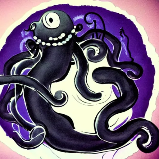 Image similar to a cute art of black ink slime in form of liquid black cat with tentacles , claymation, Aardman animation, dnd slime art