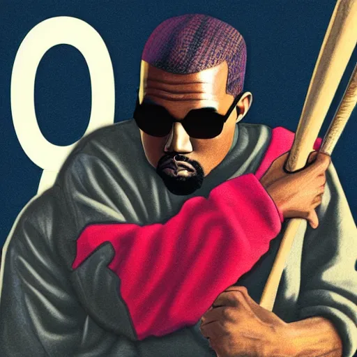 Image similar to Kanye with a bat official GTA artwork midshot