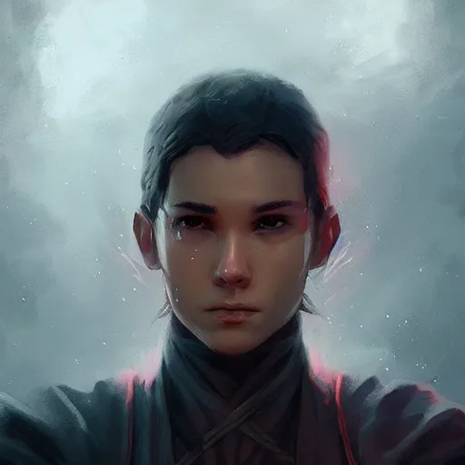 Image similar to Portrait of a young wizard, epic, ominous, cinematic, art by artgerm and greg rutkowski, trending on artstation.