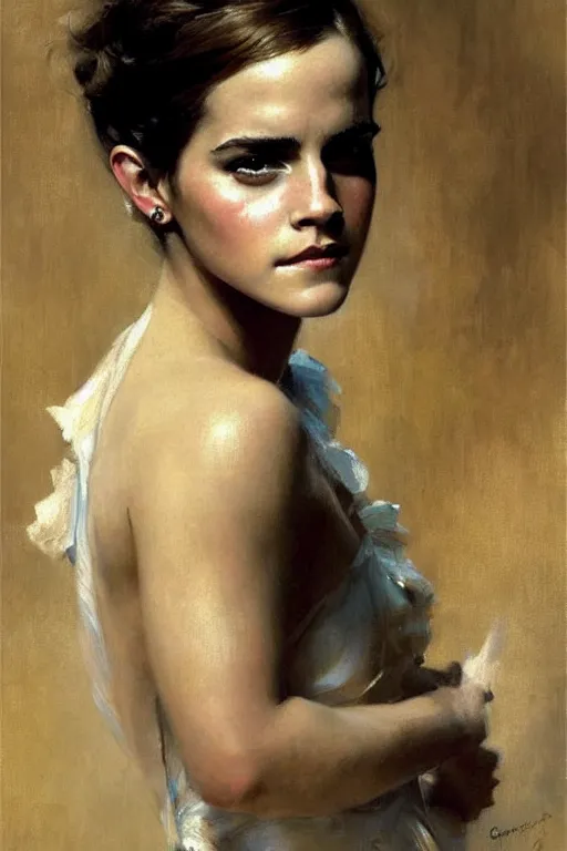 Image similar to emma watson detailed portrait painting by gaston bussiere craig mullins j. c. leyendecker