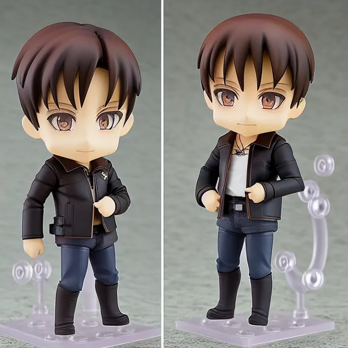 Image similar to Anime Nendoroid figurine of ELON MUSK Wearing Leather Jacket, fantasy, figurine , product photo