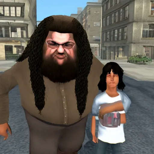 Image similar to harry potter ps 2 hagrid in grand theft auto