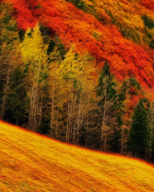 Prompt: autumn hillside boy hiking illustration fine texture, dynamic composition, detailed, matte print