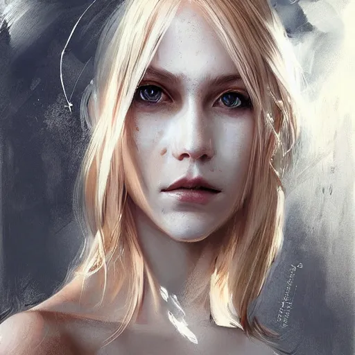 Image similar to blonde haired girl wearing a digital mask, digital art, pretty face, very beautiful face, very detailed eyes, ultra detailed, by wlop, greg rutkowski,