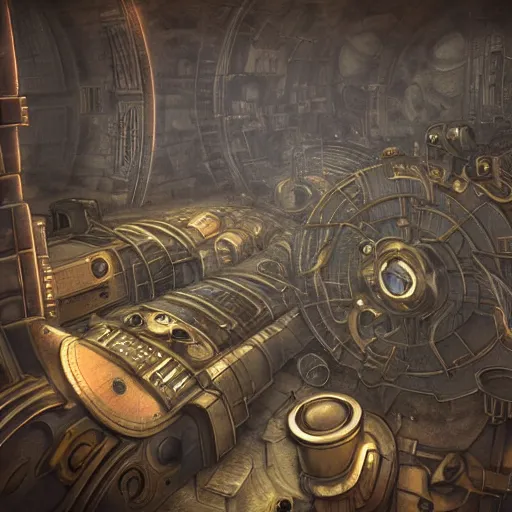 Image similar to clockwork city in space, steam punk, 3 d, detailed, rustic, cubism