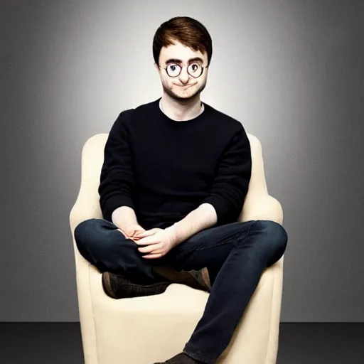 Prompt: daniel radcliffe as potato chair