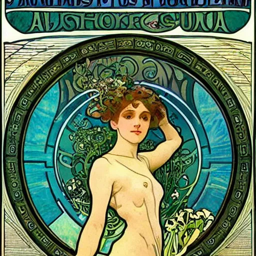 Image similar to Sticker of a ecosystem in a bottle , elegant art nouveau style, Alphonse Mucha, james gurney