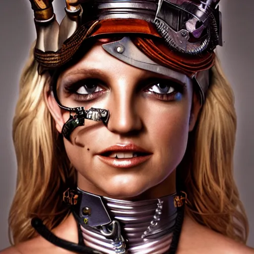 Prompt: britney spears steampunk cyborg, fantasy, sharp focus, contemporary fashion shoot, by edward robert hughes, annie leibovitz and steve mccurry, david lazar, jimmy nelsson, extremely detailed, hyperrealistic, perfect face, octane render