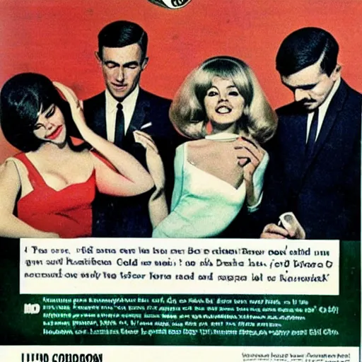 Prompt: 1965 advertisement for condoms