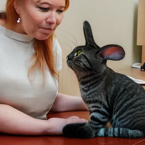 Image similar to Cat and Bunny in therapist office