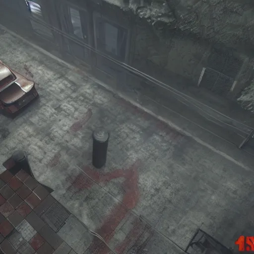 Prompt: playstation 5 screenshot of silent hill, overhead view, crazy high definition, wow