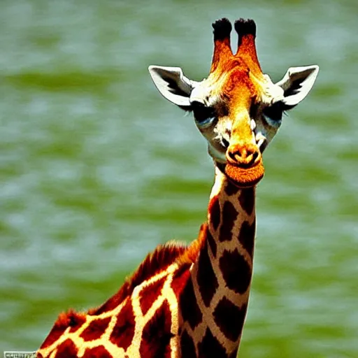 Image similar to giraffe duck hybrid, bold natural colors, national geographic photography, masterpiece, full shot