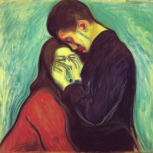 Image similar to a couple in misery and suffering by edvard munch