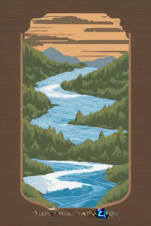 Image similar to mountaintop river flat vector a storybook illustration trending on artstation