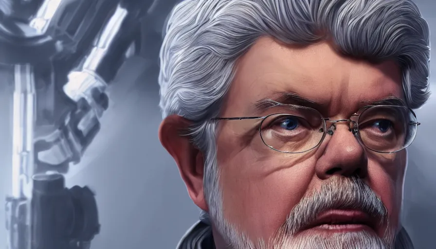 Image similar to George Lucas is Obi-Wan Kenobi, hyperdetailed, artstation, cgsociety, 8k