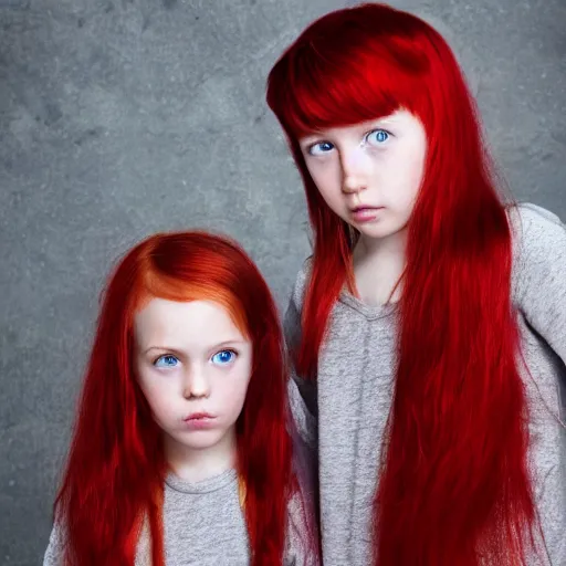 Prompt: photograph of red hair twins boy and girl