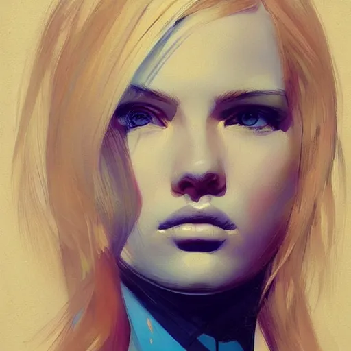 Image similar to Beautiful girl with a blond hair and blue eyes profile picture by Greg Rutkowski, asymmetrical, Organic Painting , Matte Painting, geometric shapes, hard edges, street art, trending on the artstation, realistic:2 by Sachin Teng:4, blur: -4