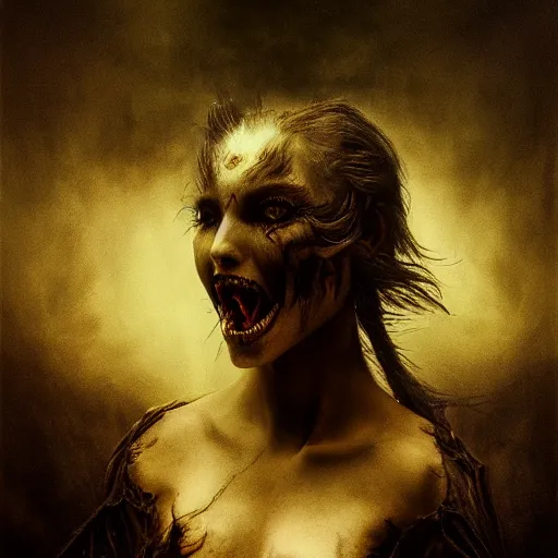 Prompt: vampire wearwolf hybrid, nightmare, dream - like heavy atmosphere, neoclassic, baroque painting, beautiful detailed intricate insanely detailed octane render trending on artstation, 8 k artistic photography, photorealistic, volumetric cinematic light, chiaroscuro, raphael, caravaggio, beksinski, giger, rembrandt