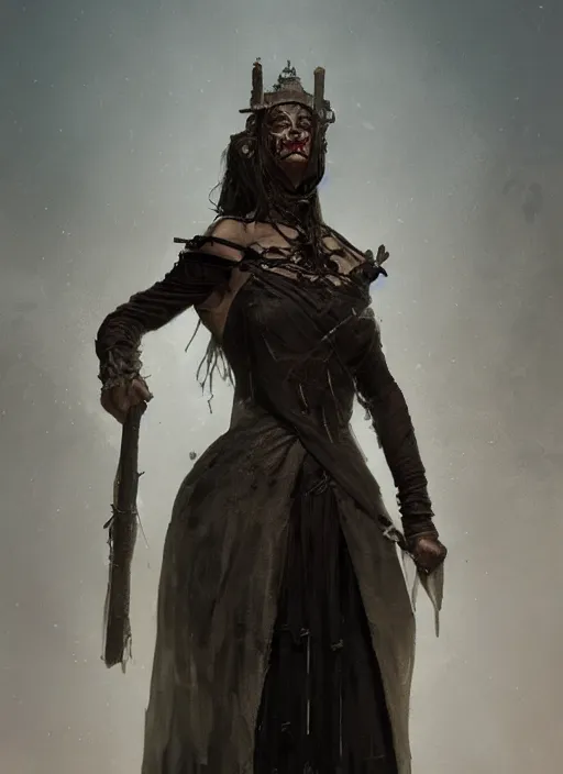 Prompt: hyper realistic photo of victorian executioner queen horror full body, cinematic, artstation, cgsociety, greg rutkowski, james gurney brom