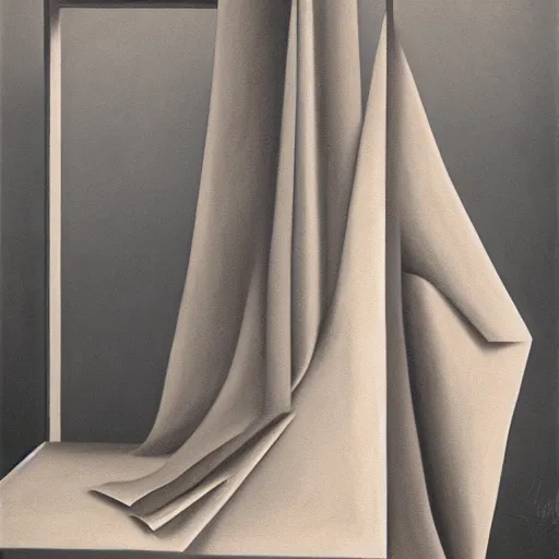 Prompt: a photo studio with a cloth draped over it, an ultrafine detailed painting by kay sage, behance, cubism, cubism, angular, vray tracing