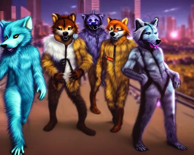 Image similar to high - resolution photograph from a nanopunk era furry fandom convention ( midwest furfest 2 0 4 7 ), taking place after the genetic revolution and singularity. photorealistic.