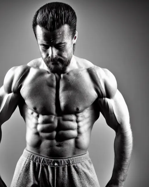 Image similar to extreme closeup of anonymous abdominal muscles, wearing shorts and highcut top, very sweaty, backlit, studio lighting, intricate detail, beautiful composition, extremely muscly bodybuilder by frank frazetta