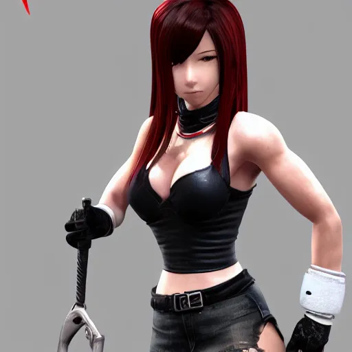 Image similar to head and body of tifa lockhart from final fantasy vii, highly detailed, trending on artstation