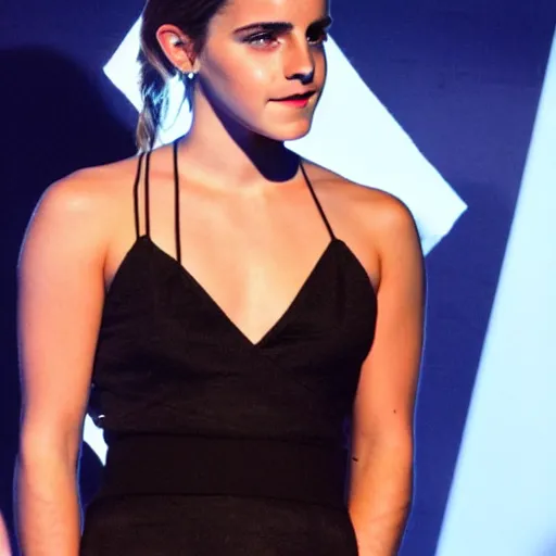 Image similar to emma watson, magic city nightclub, on stage, award winning,