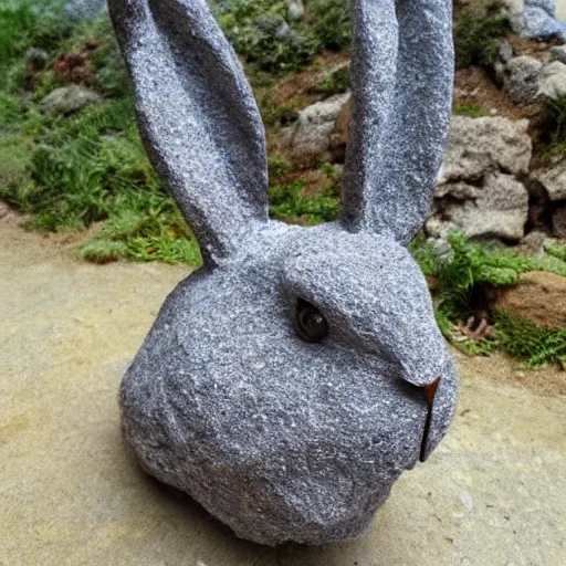 Prompt: rabbit made from rocks