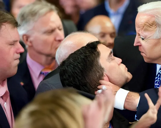 Prompt: Anthony Albanese kissing Joe Biden