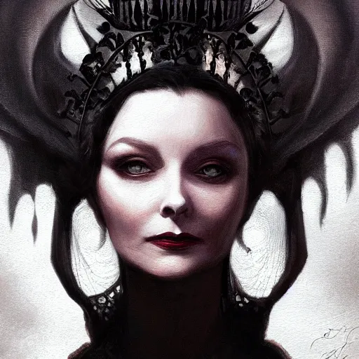 Image similar to closeup portrait of a young and beautiful vivian leigh in gothic clothing, dramatic light, gorgeous view, depth, high detail, digital art, painted by greg rutkowski and seb mckinnon, by tim burton, trending on artstation