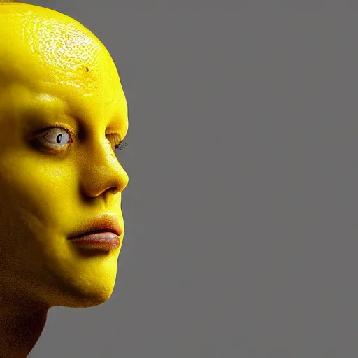 Image similar to human with lemon head