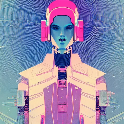 Prompt: a cyberpunk mannequin by victo ngai and jakub rebelka and conrad roset, trending on artstation