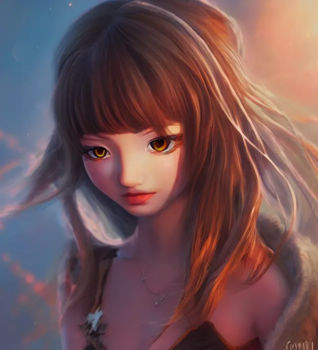 Prompt: illustration rendering of a beautiful girl with swords epic photorealistic portrait in go nagai ishikawa ken disney pixar style depth of field lens flare leica zeiss detailed trending award winning on flickr artstation