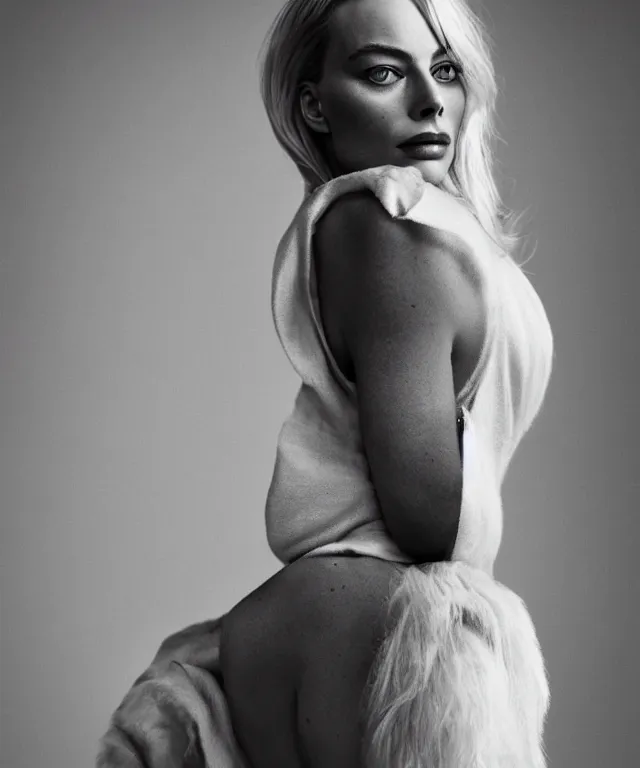 Prompt: a color photograph of margot robbie, by carrie mae weems, platinum blond, intense, bold, exaggerated, ultra sharp, extra details, ultra high quality, trending on pinteresst