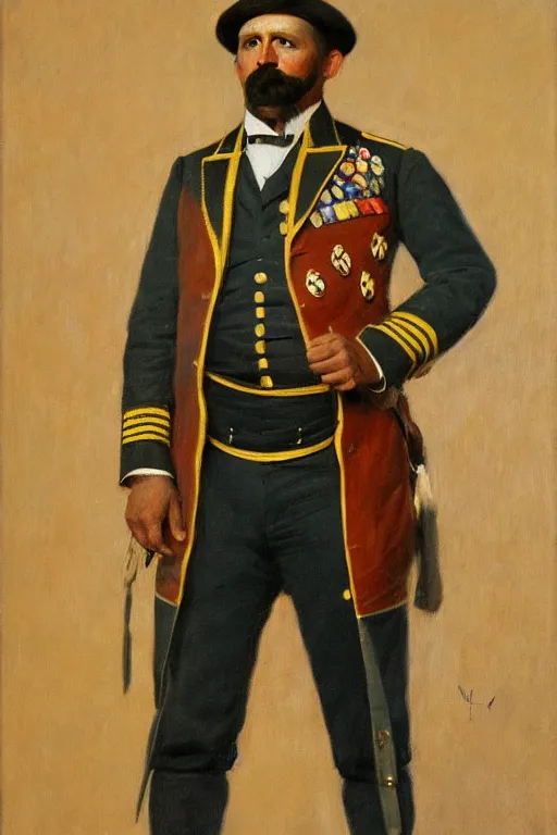 Image similar to full body portrait of the dictator of the oklahoma city thunder, 1 8 8 9, in full military garb, oil on canvas by william sidney mount, trending on artstation