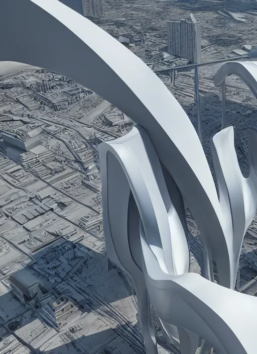 Prompt: highly detailed realistic architecture 3 d render of a huge high futuristic stele in zaha hadid style standing in city park, archdaily, made in unreal engine 4 octane render