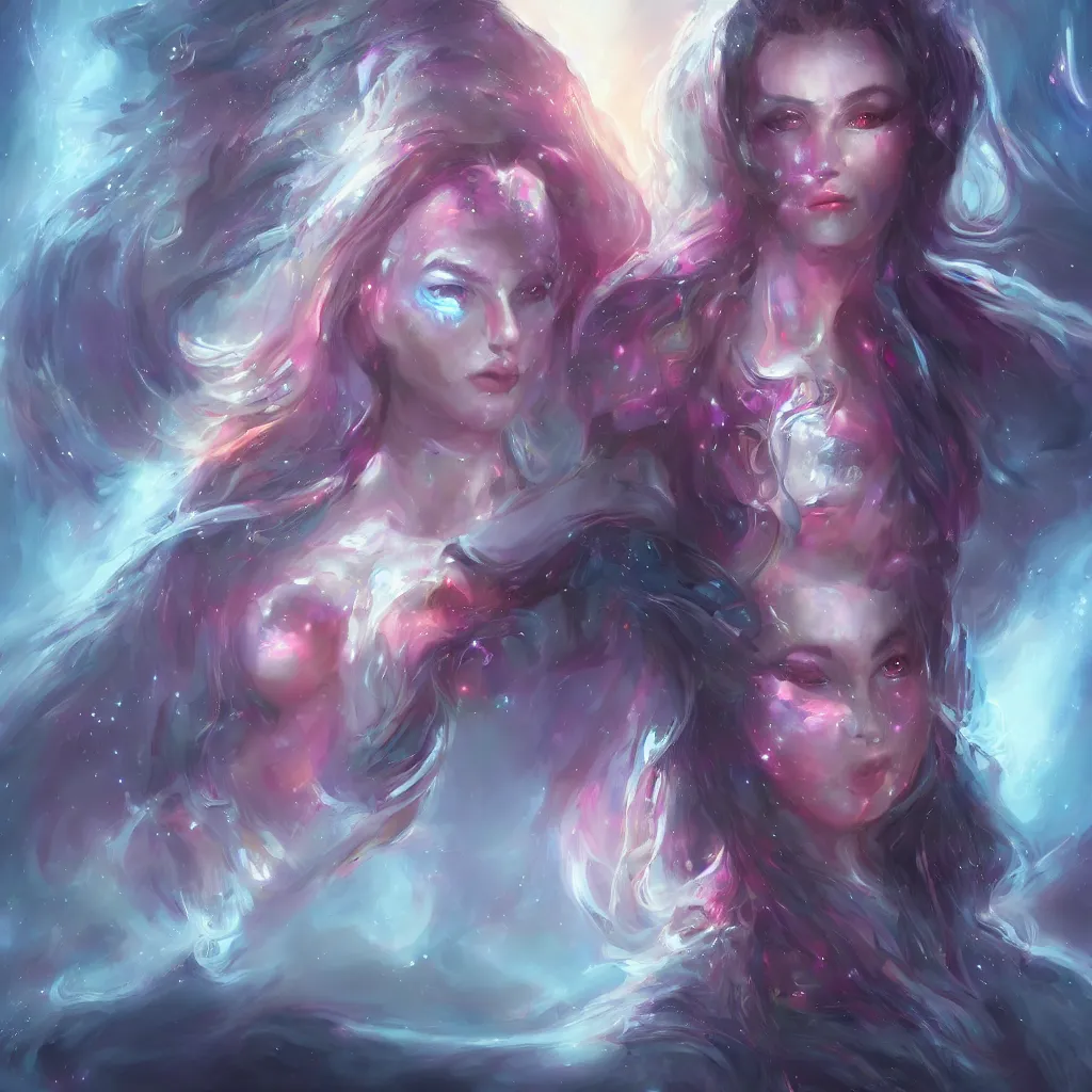 Prompt: award winning stunning UHD digital airbrush painting portrait of a necromancer space princess by WLOP, masterful