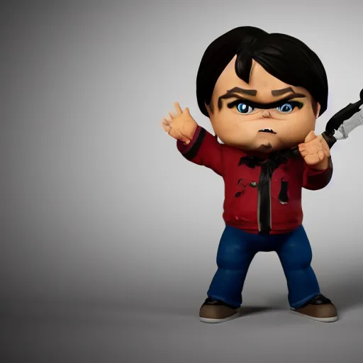 Prompt: jack black chibi action figure, centered, well lit 3 d render, unreal engine, octane, 4 k