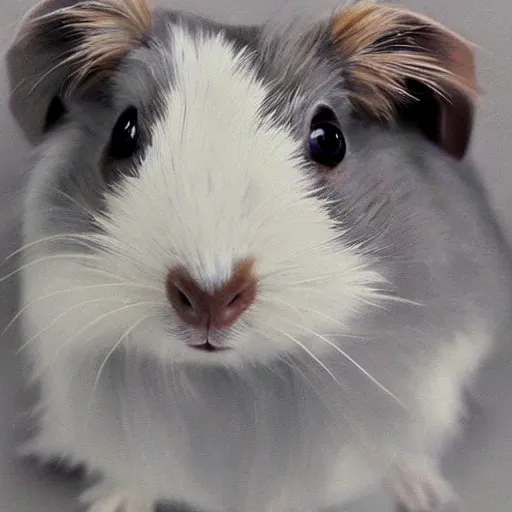 Image similar to grey abyssinian guinea pig portrait heroic angelic realistic masterpiece artstation