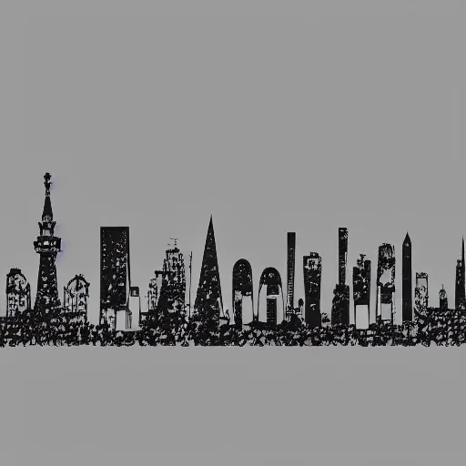 Prompt: moscow skyline, in the style of Scandinavian design, 4k, line brush, minimal, overlaid with russian text